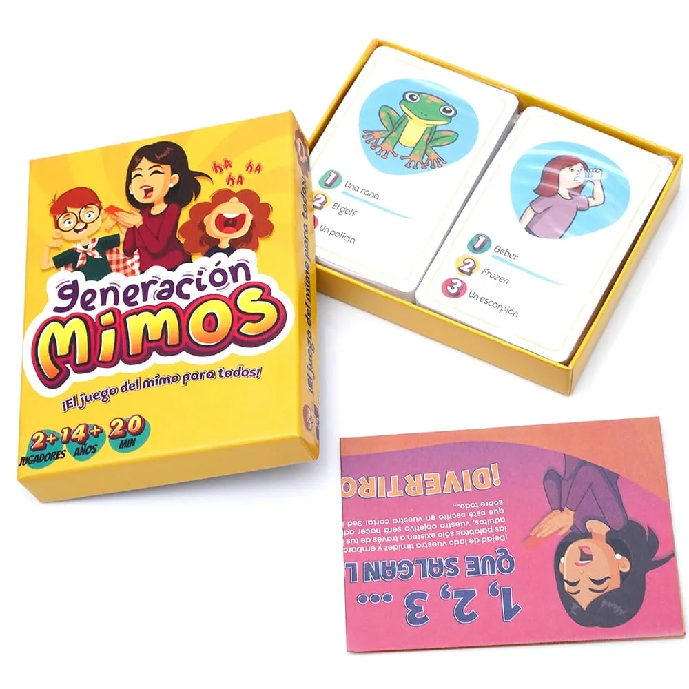 Generación Mimos Juego de Mesa Familiar Divertido con 400 Mímicas para Niños y Adultos Juego de Cartas de Mímica