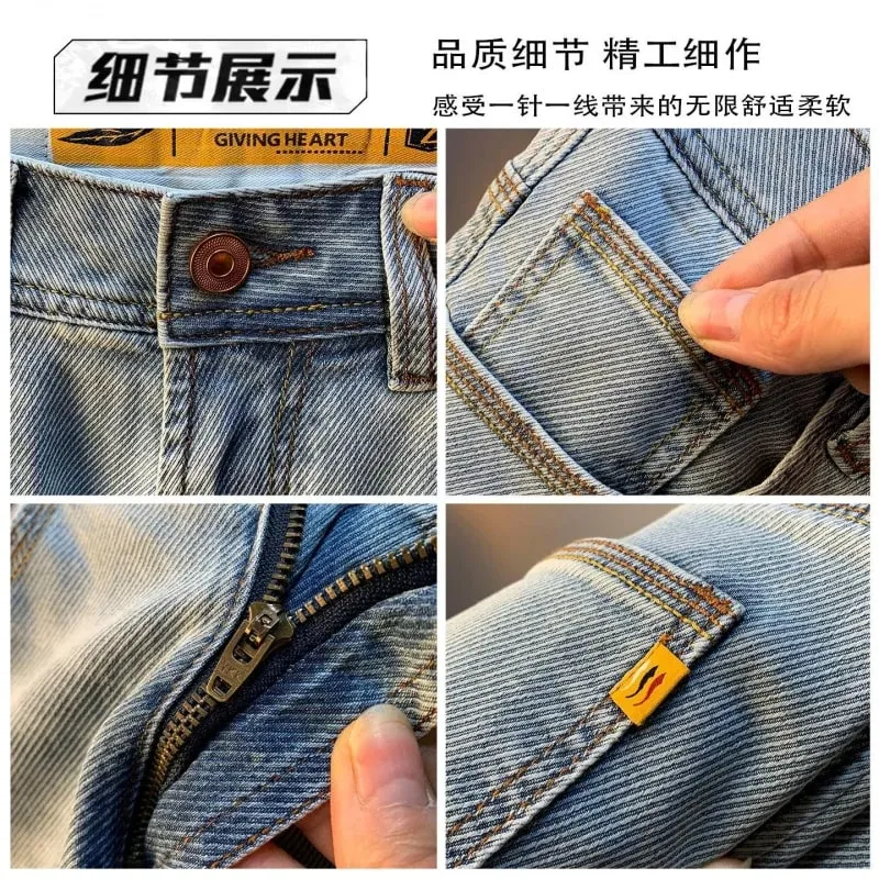 Light blue slim straight jeans for men men's casual denim pants that are thin breathable elastic and versatile for a stylish — image 5