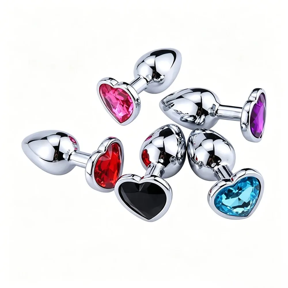 S/M/L Anal Plug Heart Shape Crystal Metal Anal Beads Butt Plug Prostate Massager Adult Gay Products Sex Toy Shop for Female Male — image 5