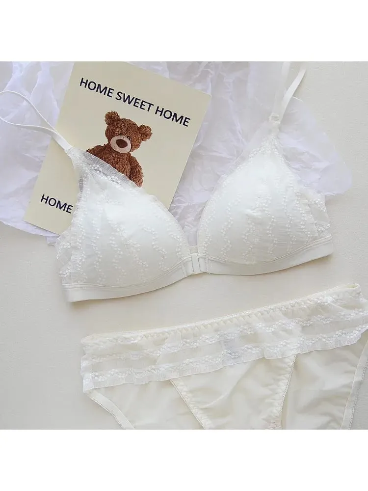 Push Up Bra for Small Breasts - Front Close Lace Bralette Wireless Demi Triangle Cup Sexy Underwear Thin Demi Cup Small Chest