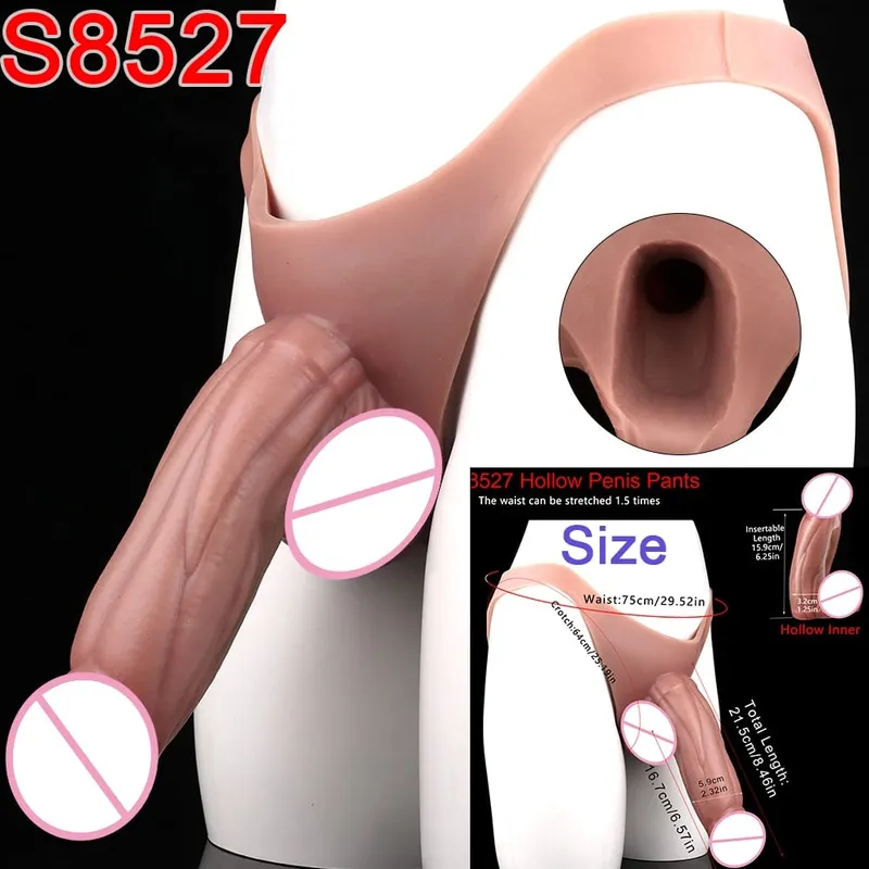 Male Strap-On Long Hollow Dildo Ultra Realistic Penis Extend Sleeve Pants насадка на член Male Cock Cover Sex Toys — image 17