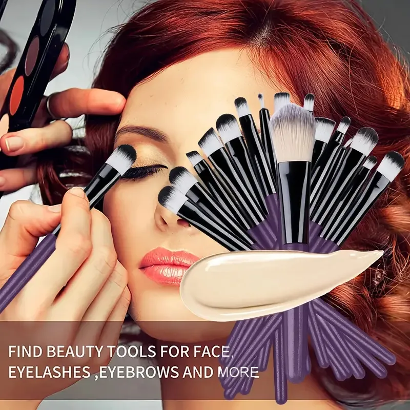 20Pcs Makeup Brushes Set Eyeliner Blending Cheeks Eye Cosmetic Foundation Brush with Makeup Sponge