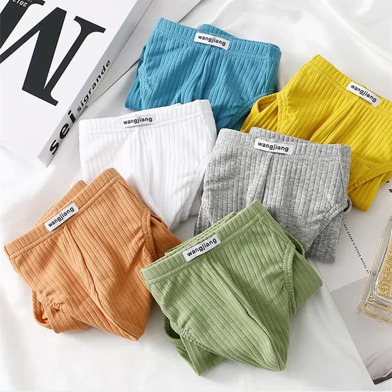 Men's Ribbed Cotton Separate Pouch Briefs Breathable Low Rise Soft Stretch Underwear Panties 1PC