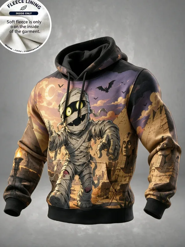 3D Print Halloween Fleece Hoodie Monster Pumpkin Kid Haunted House Full Print Pullover Long Sleeve Kangaroo Pocket Sweatshirt
