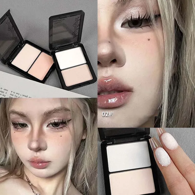 Dvoubarevný melír a pudr na oční stíny Jemný přírodní lehký matný finiš Oční stíny Soft Focus Rozjasňující make-up na obličej