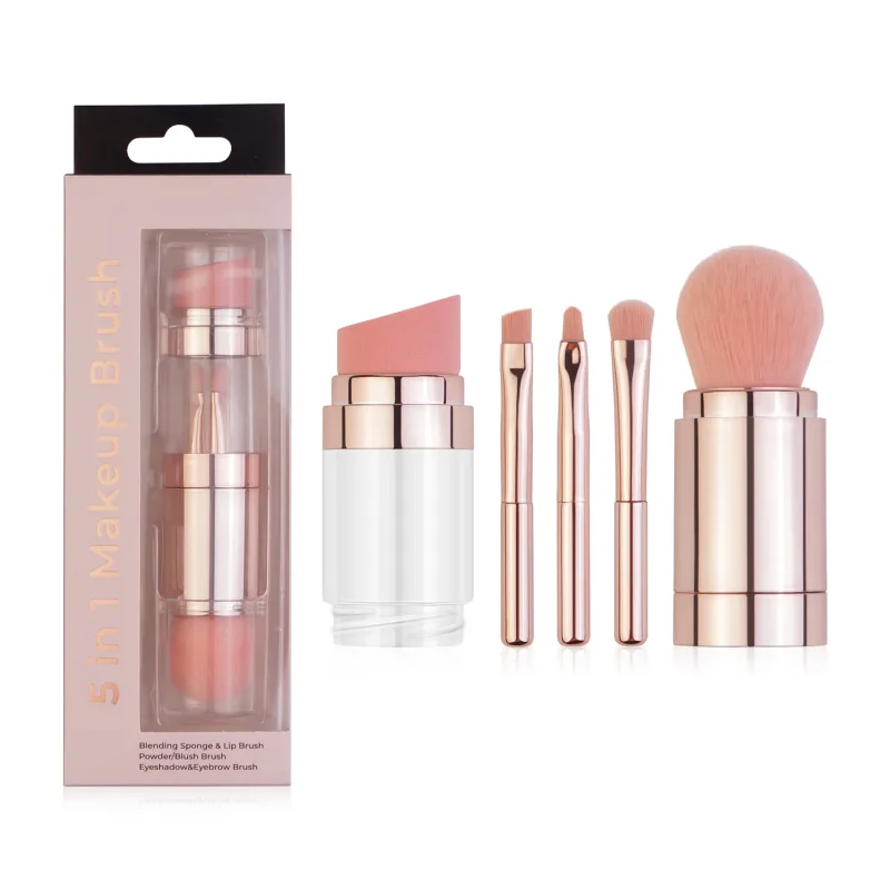 Přenosné vysouvací štětce na make-up 5 v 1 pro make-up štětce na make-up na rty na rty s sypkým pudrovým práškem — image 8