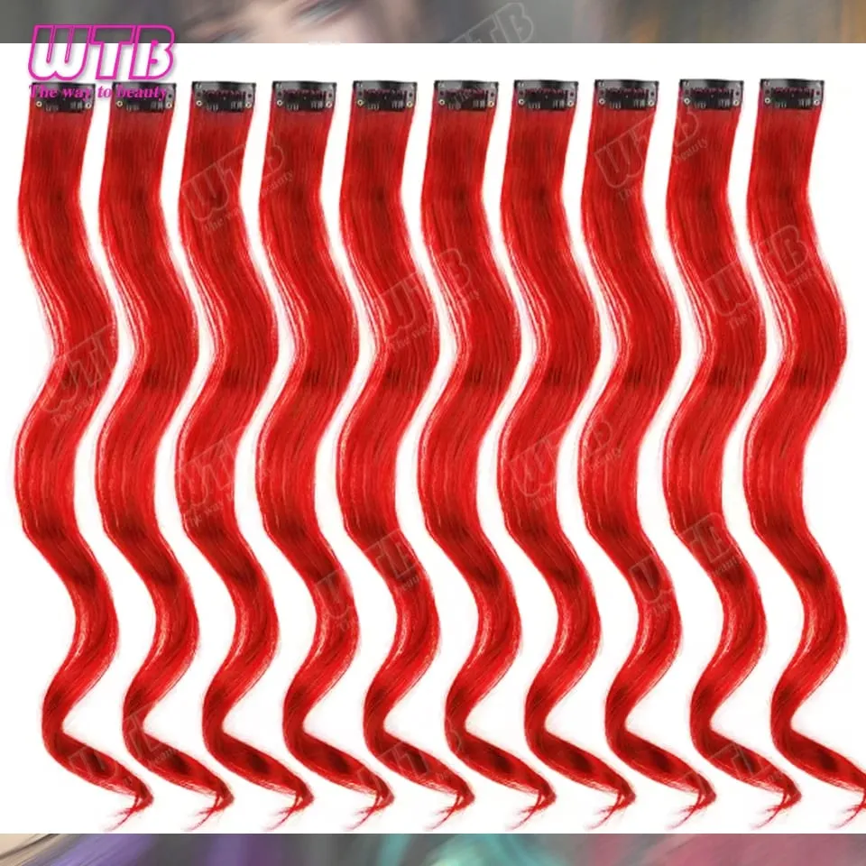 10 PCS Colored Synthetic Hair Extension Wigs for Women BB Clip Style Straight Hair Extension Wigs Suitable for Holiday Events