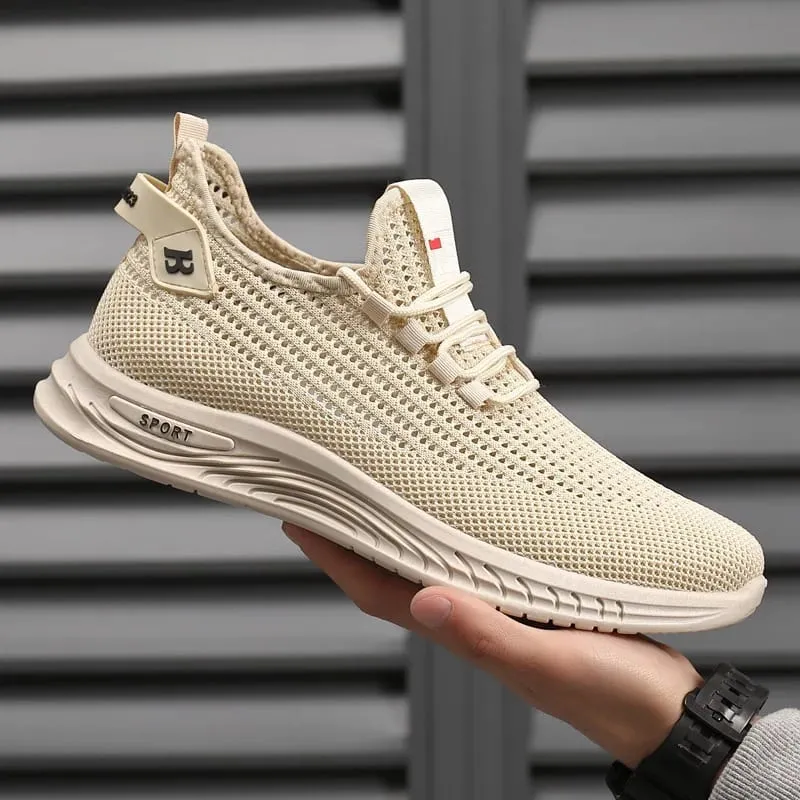 Lightweight Mesh Knit Trainers Men Soft Cushion Sole Daily Walking Sneakers Non Slip Breathable Outdoor Gym Running Footwear