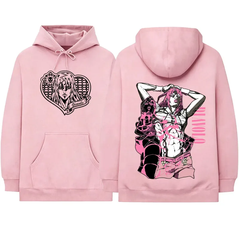 Anime Jojo Bizarre Adventure King Crimson Diavolo Hoodies Men's Women Clothing Fashion Oversized Hooded Sweatshirts Pullovers