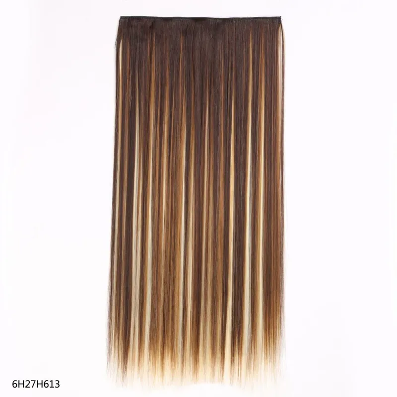 Long Straight Hair Clip In Hair Extension 5-Clips One Piece Natural Looking Synthetic Hairpiece for Women Ladies Daily Use