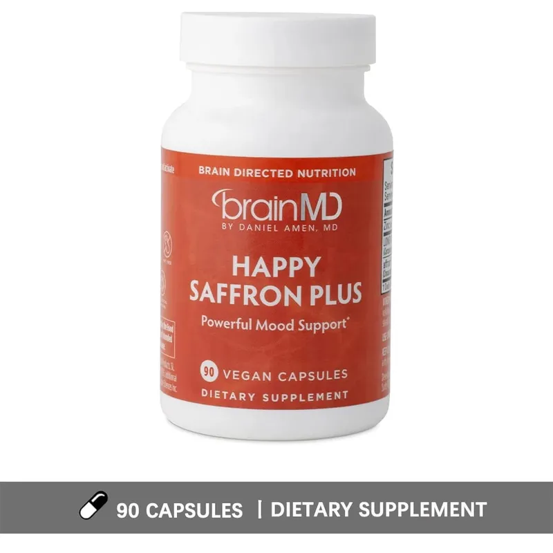 Happy Saffron Plus Supplements - Saffron Flower Extract Supplement for Eye Health Support - Mood Enhancer for Men & Women