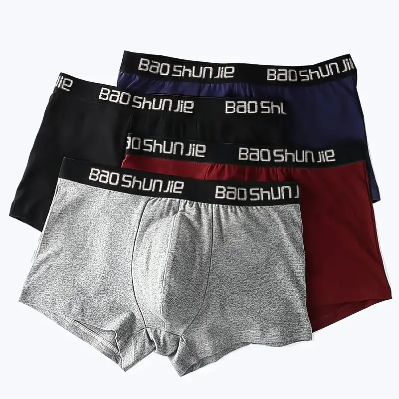 4 pièces hommes sous-vêtements coton hommes Boxer Shorts taille moyenne respirant hommes culottes plus grande taille l-lot doux confortable hommes Boxer — image 3