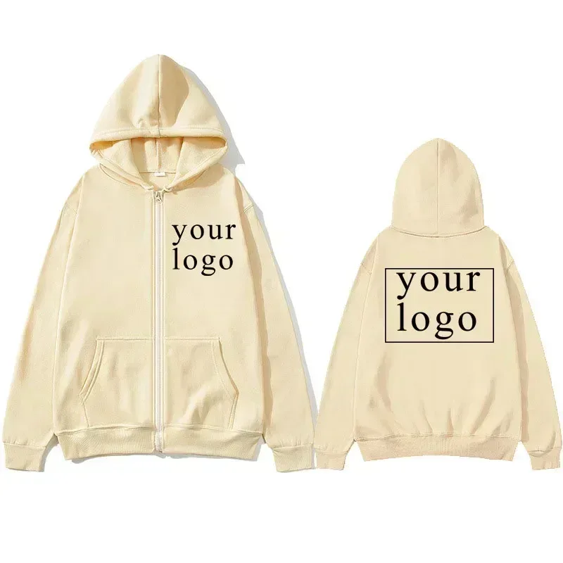 Novo masculino feminino diy zíper cardigan hoodie 2025 nova moda seu próprio design marca logotipo/imagem personalizado em qualquer lugar
