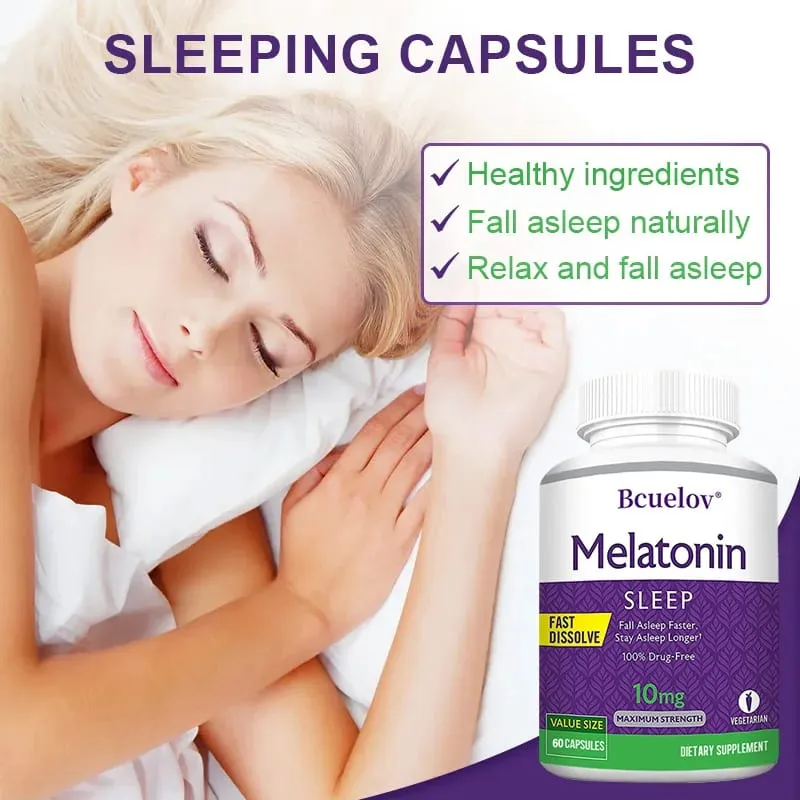 Melatonin 10mg Capsules - Relieves Insomnia Promotes Sleep Quality Prolongs Sleep Time Relaxes The Mind 120 Capsules — image 6