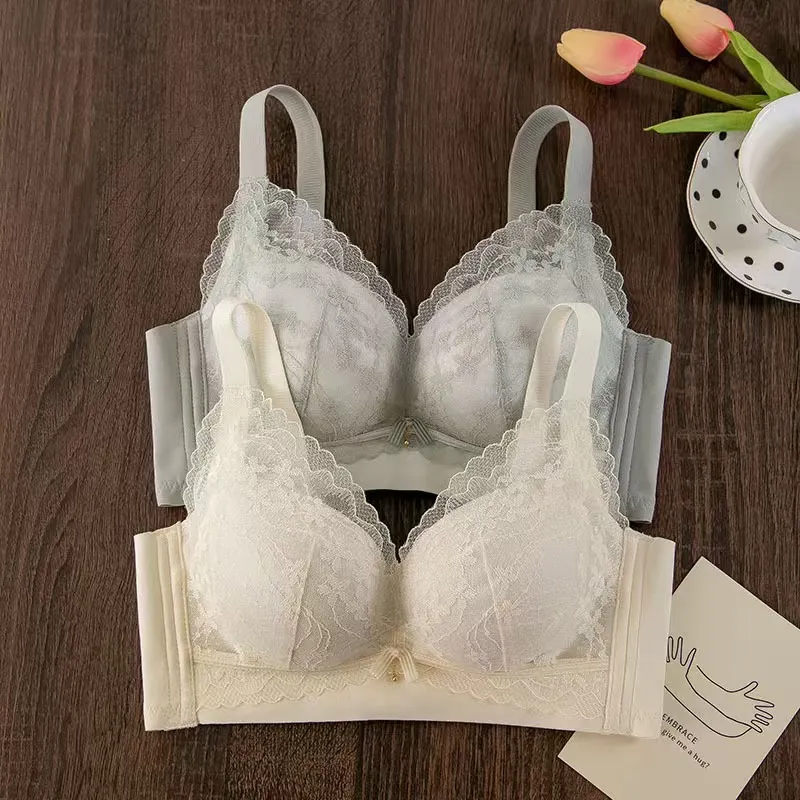 Sexy Lace Thickened Push-Up Bra for Small Breasts Anti-Sagging Adjustable Comfortable Wire-Free Lingerie