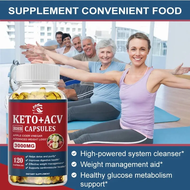 Greensure Keto Viên nang giấm táo ACV với rượu táo Keto bổ sung Công thức hương vị táo cho nam và nữ