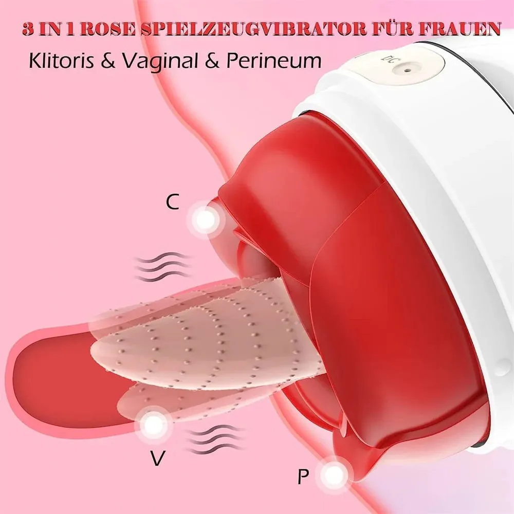 Rose Sex Toys Tongue Licking Vibrator G Spot Clitoris Stimulator Vagina Nipple Massager With 9 Frequency Vibrating Adult Toy for Women