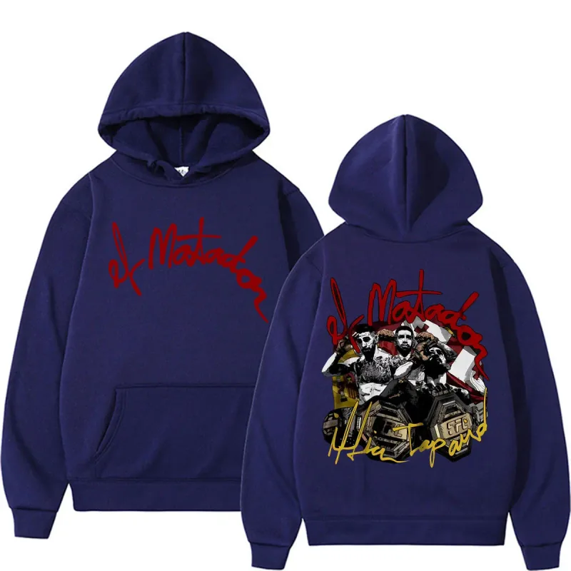 El Matador Ilia Topuria Violence Aesthetic Sweatshirts Men's Clothing Harajuku High Street Hooded Fleece Casual Oversized Hoodie