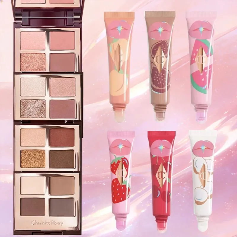 Charlotte Tilbury CT Makeup Sets Textmarker Lip Blam 4-Farben-Lidschatten-Palette Lipgloss Lip Blam Set Pillow Talk Langlebig