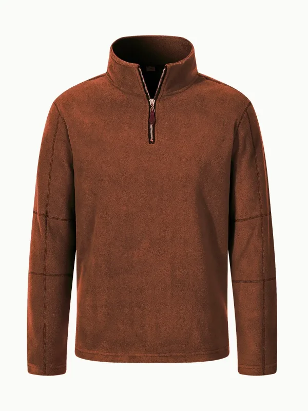 Quality Men's Thicken Warm Polar Fleece Hoodies Fashion Stand Collar Half-zip Pullovers Autumn Winter Casual Sweatshirts for Men