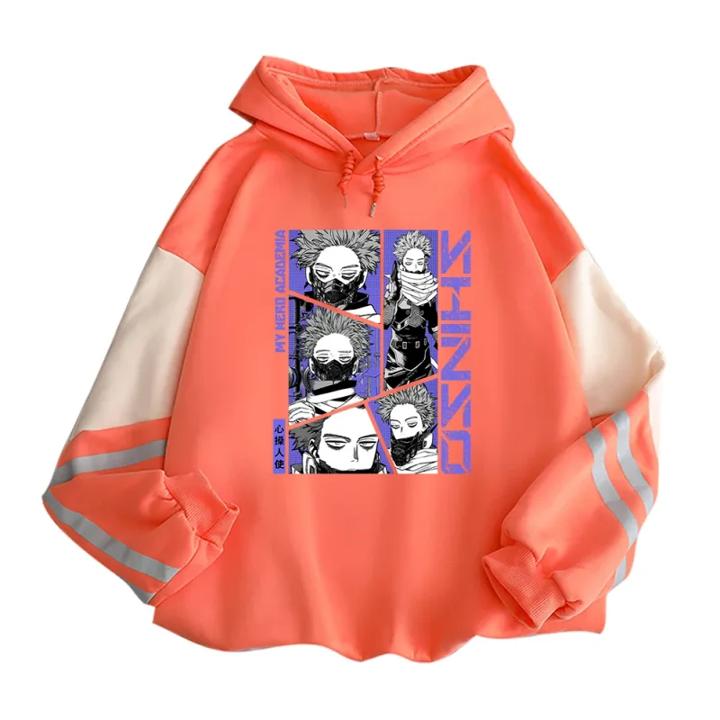 Anime My Hero Academia Hoodies Shinso Hitoshi Print Pullover Sweatshirts Harajuku Cartoon Style Crewneck Women Men Street Hoody