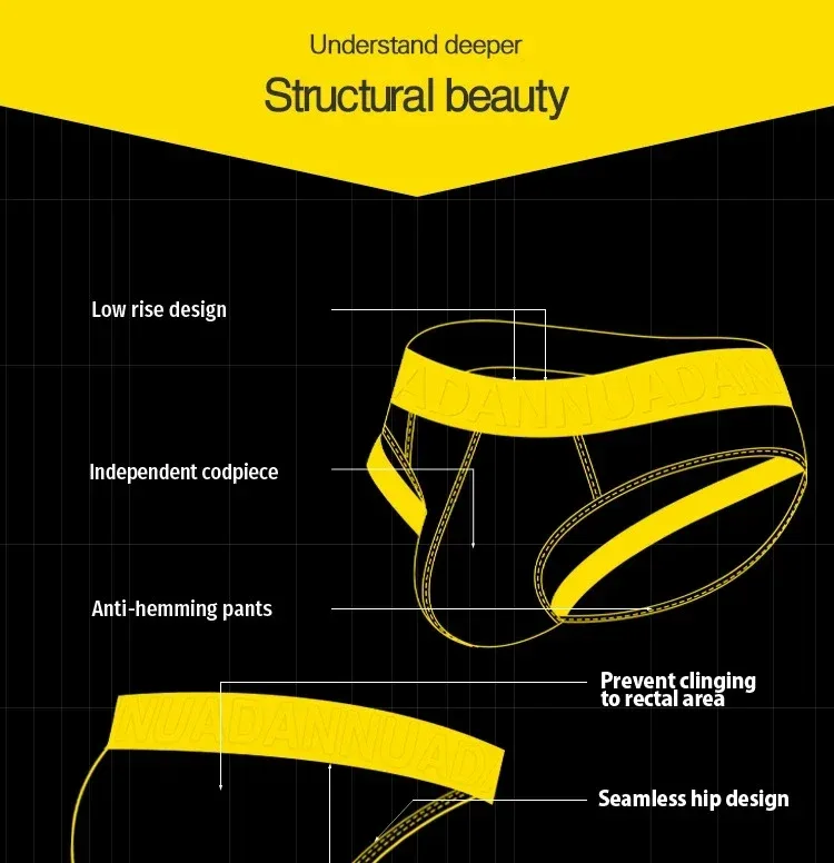 1PCS Solid Color Ribbed Male Briefs ADANNU Embossed Logo Elastic Waist Stretch Comfort Daily Bikini Underpants AD759 — image 5