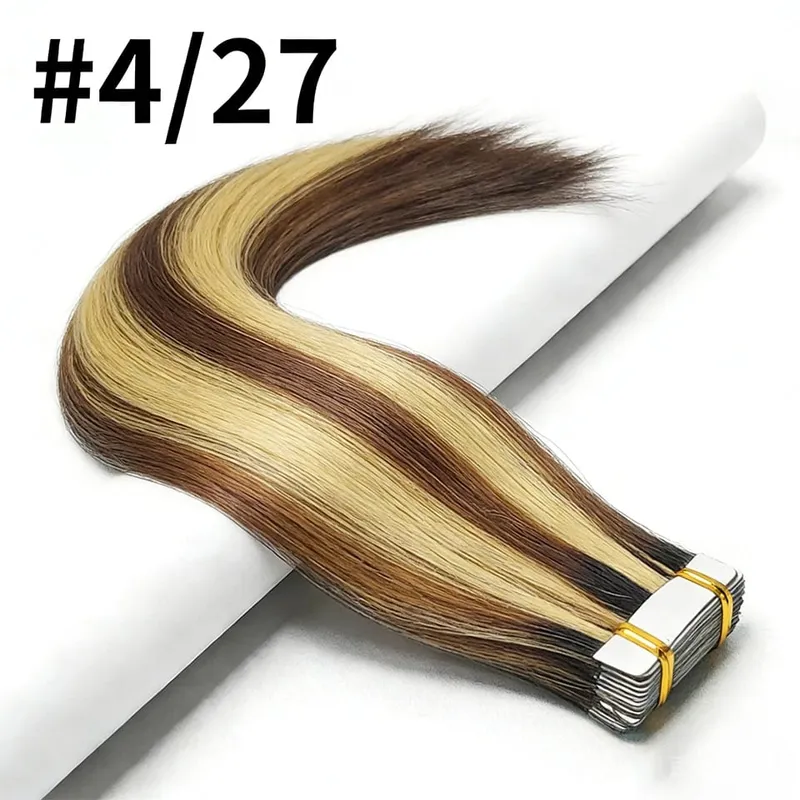 Tape in Hair Extensions Human Hair Bleach Blonde 26 Inch 50g/pack Straight Seamless Skin Weft Tape in Real Human Hair Extension — image 14