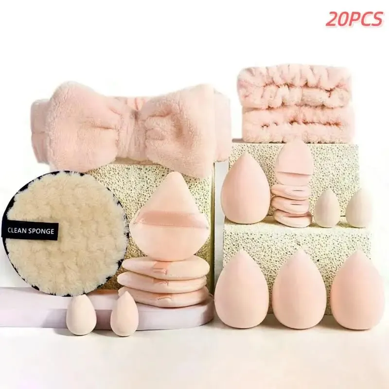 20/33Pcs Makeup Tool Kit Full Set with Makeup Puffs Brushes Beauty Sponges for Make‑up & Makeup Removal