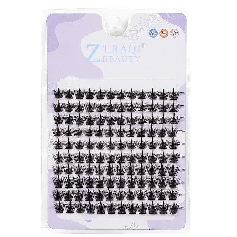 Tapered Thick Fox Eye Manga Cluster Lashes Jiefuxin Large Capacity Tray DIY Segmented Individual Self-Graft Lash Extensions
