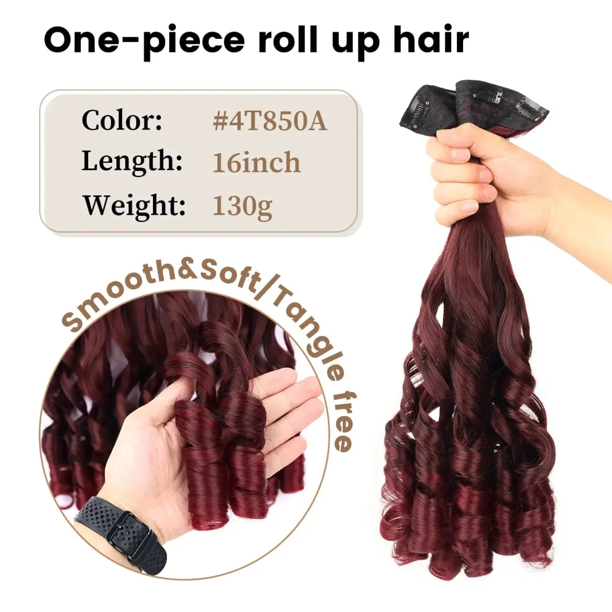 Synthetic clip in one piece hair extensions 5 clips in one piece hair wavy style 16inch french curl for women ladies daily party