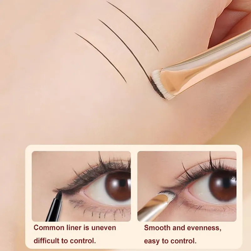 2pcs Curved Eyeliner Makeup Brushes Precision Soft Eyeshadow Smudge Tool Sharp Thin Small Eye Cosmetic Brushes for Precision Eye
