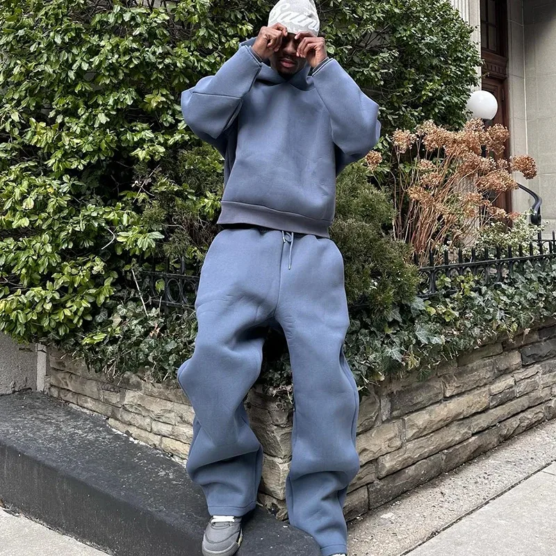 Male Autumn New 2 Piece Set Casual Solid Couple's Hooded Sweatshirt Loose Sweatpants Jogging Sweatshirt Trousers Outfits Suits