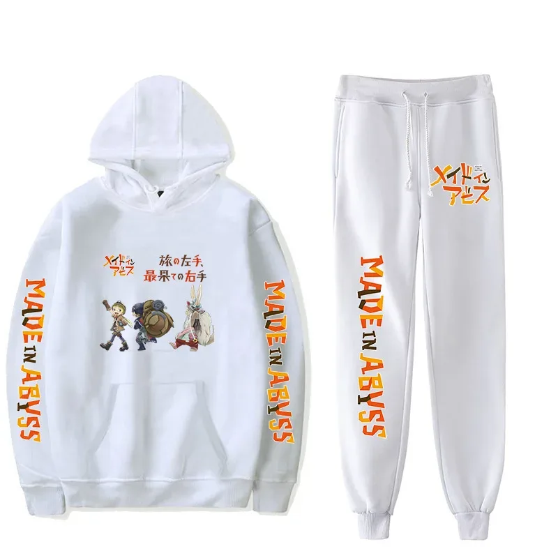 Harajuku Comfortable Made in abyss Print Sweatshirt Sweatpants Suit Men/Women Hoodies+ Trousers Suit Cute 2 Piece Set Clothes — image 5