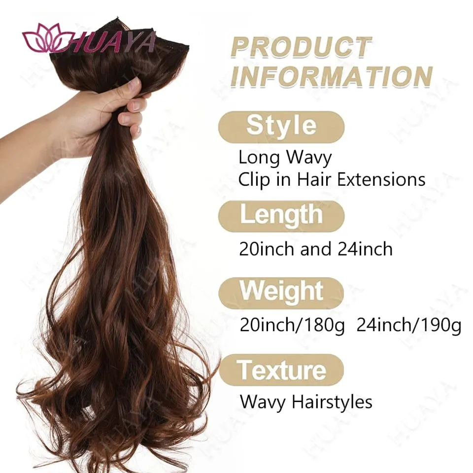 Clip In Hair Extensions 3 PCS Full Head 20/24 Inch Long Curly Wavy Synthetic Hair Pieces Natural Wavy For Women Girls Hair — image 4