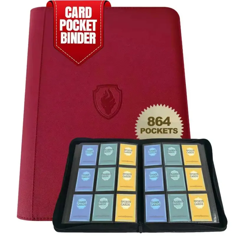 9-Pocket Ring-Less Card Binder Double Capacity Can Hold 864 Cards Suitable for Sport/YGO/PTCG/Game Cards