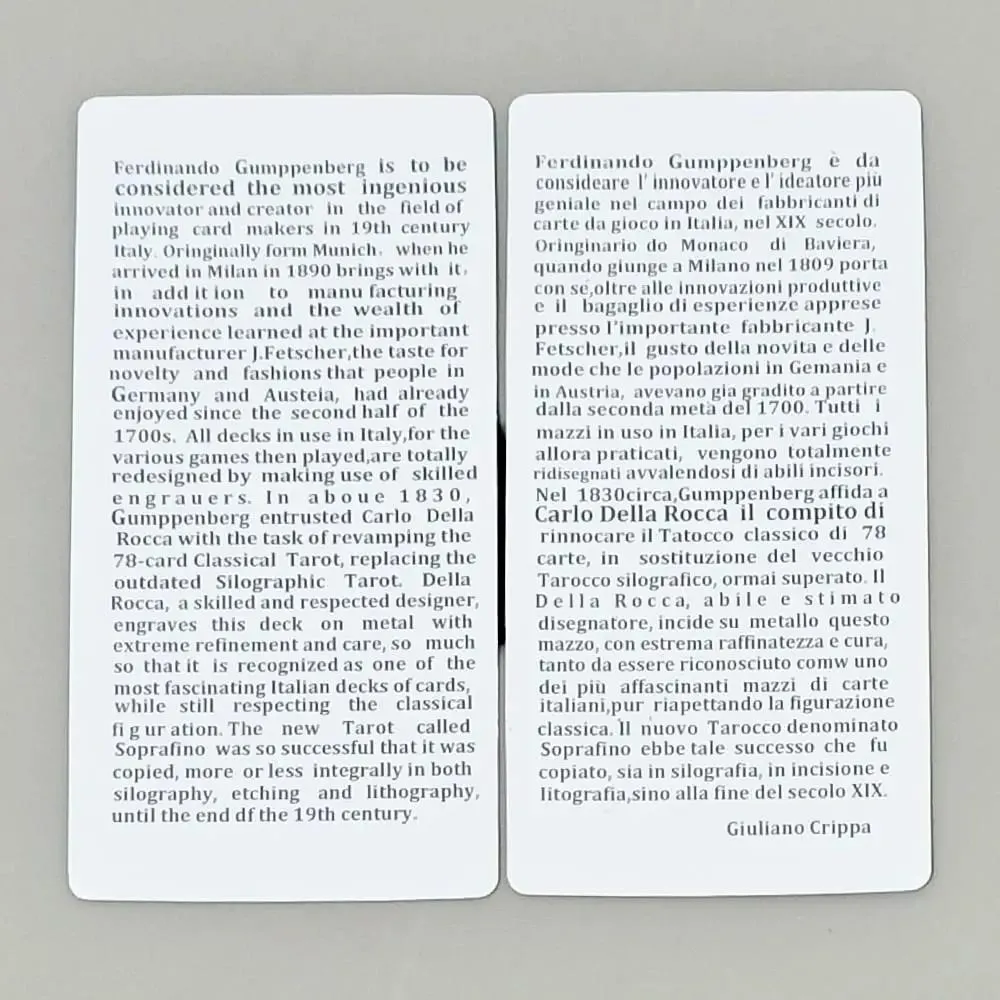 12*6cm Tarot Soprafino 1830 Vintage Italian Tarot Deck in Rigid Box Historical Reproduction 78 Pcs Double-embossed Cards