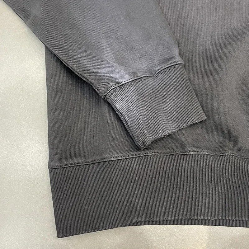 26FW Heavy Fabric Cotton Loose Rhinestone Rivet Satoshi Nakamoto Sweatshirts Men Women Vintage Charcoal Gray Green Pullovers — image 9
