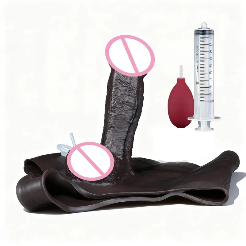 Black Nude Strapon Big Realistic Ejaculation Dildo Silicone Squirting Panties With Simulated Solid Penis Sex Toy For Women — image 34