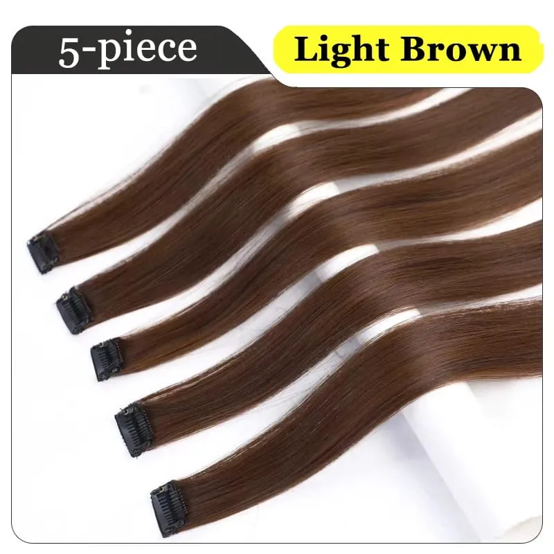 5pcs/Set Hair 1Clips Hair Extensions For Women 24Inches Long Straight Synthetic Fiber Wigs Suitable For Daily And Party Occasion — image 9