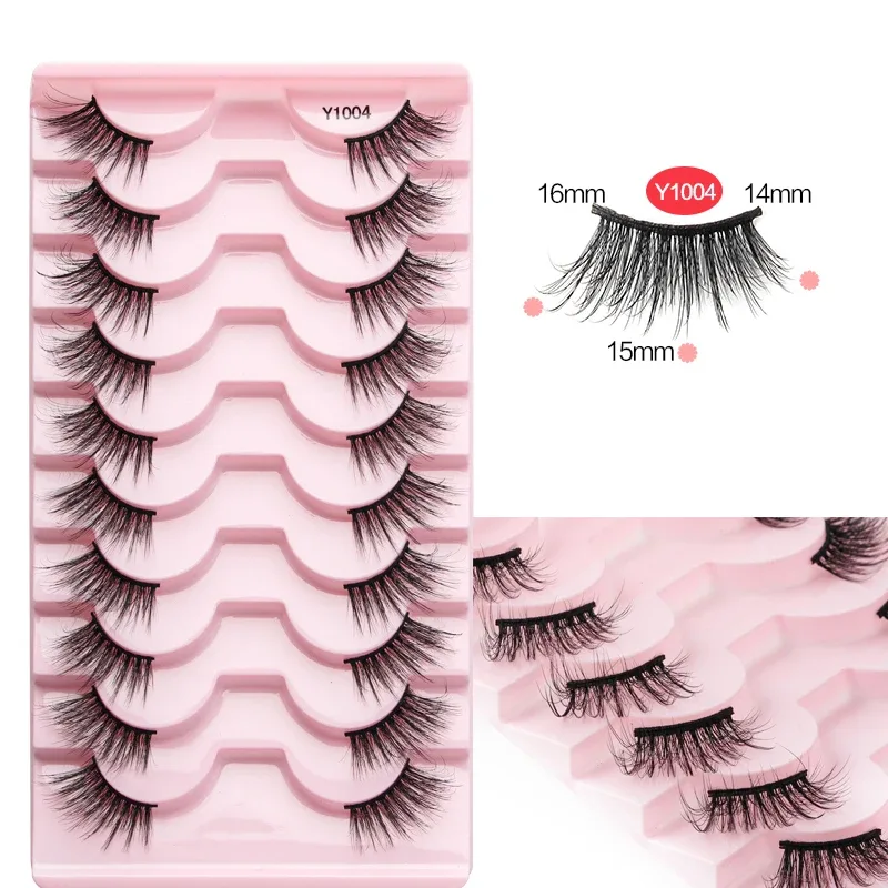Halve øjenvipper Katteøjevipper 3/5/10 par falske øjenvipper Fluffy Blødt naturligt udseende Klart bånd 3D Mink-vipperforlængelse makeup — image 16
