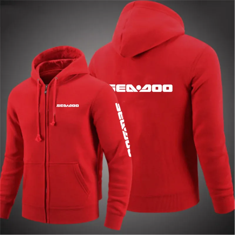 Sea Doo Seadoo Moto 2023 Pria Baru Lengan Panjang Katun Warna Solid Ritsleting Pasangan Hoodies Kaus Kustom Atasan Modis — image 8