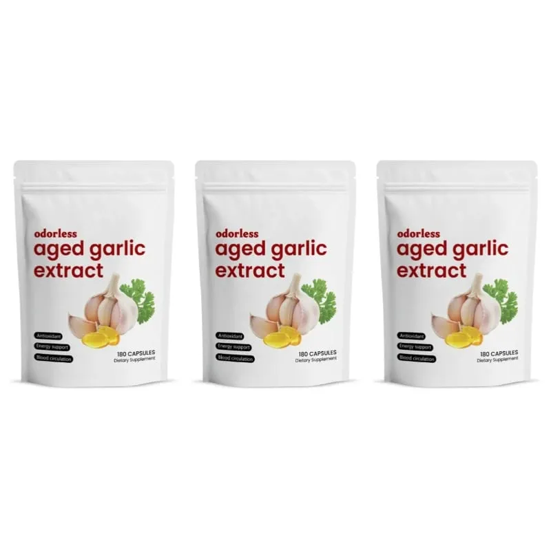 Capsules d'huile d'ail sans odeur, extrait d'ail âgé de 2 ans, gélules molles, soutient la santé cardiaque immunitaire, stimule l'énergie et le pouvoir antioxydant