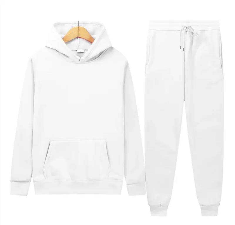 Men's Autumn/Winter New Solid Color Hoodie + Pants Two-Piece Set, Stylish Casual Sports Suit with Custom Printed Logo — image 19