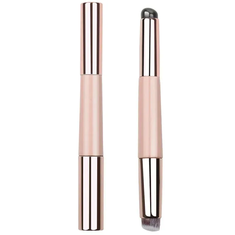 2-in-1 Dual-End Silicone Lip Brush Concealer Brush with Cap Portable Round Head Multi-Function Lipstick Makeup Brush Beauty Tool