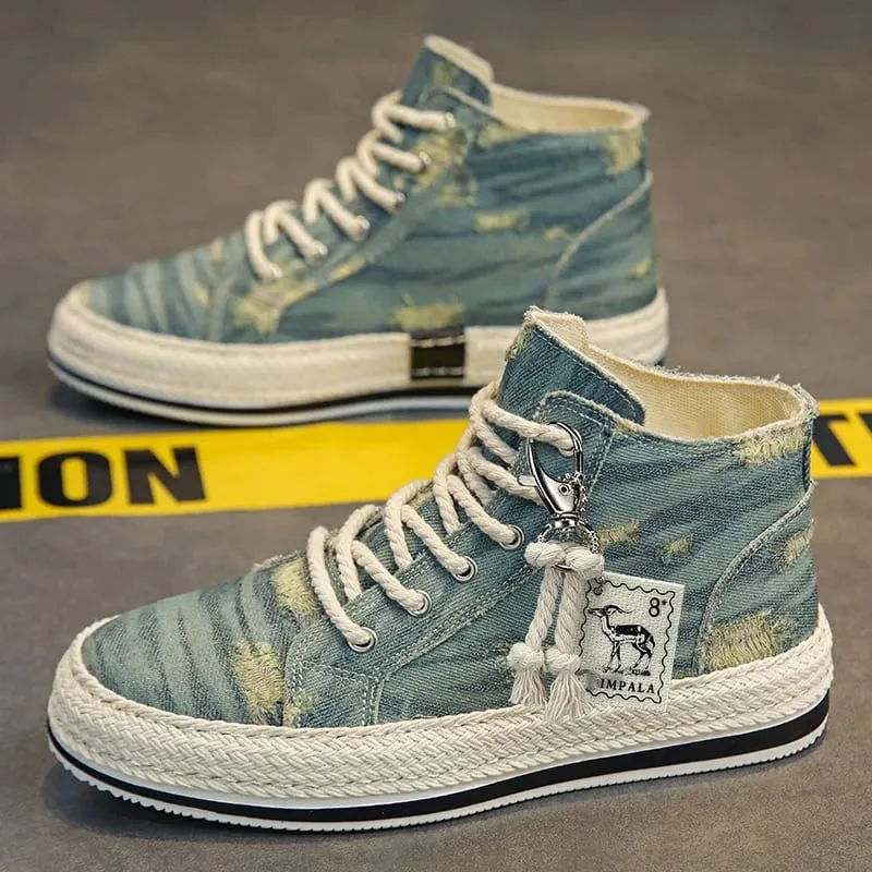 Men's Lightweight High-Top Canvas Sneakers Outdoor Casual Sports Shoes for Men