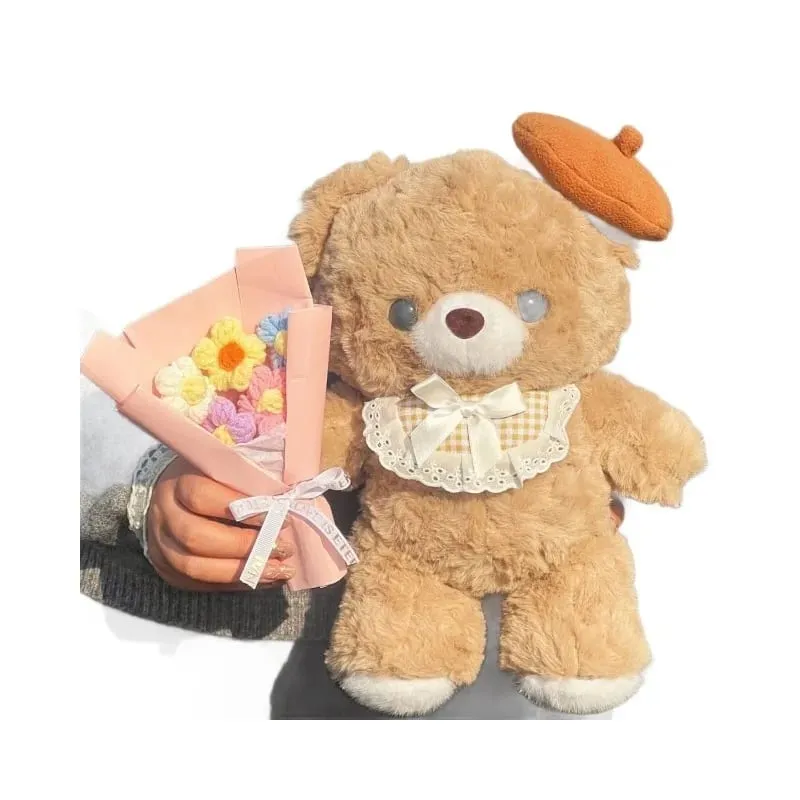 30cm Cute Mocha Brown Teddy Bear Plush Toy Soft Stuffed Animal With Lace Collar Girls Birthday Gift Bedroom Throw Pillow Doll — image 6