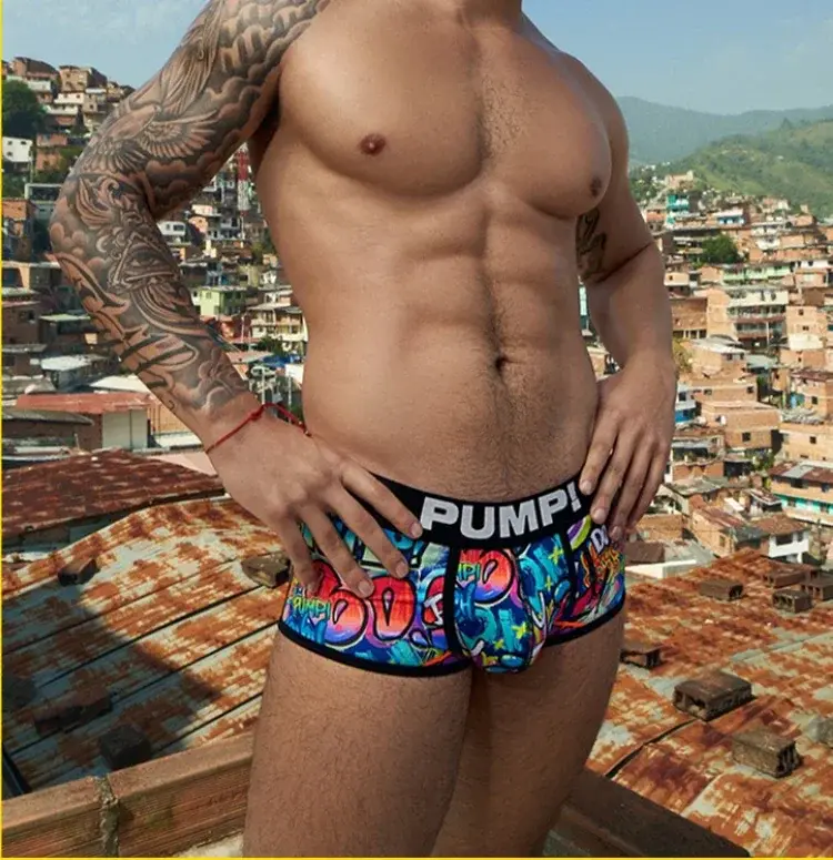 1- 4PCS Men's Cotton Nylon Blend Boxer Briefs All-Over Graffiti Print Wide Elastic Waistband Non-Tight Fashion Sport Underwear