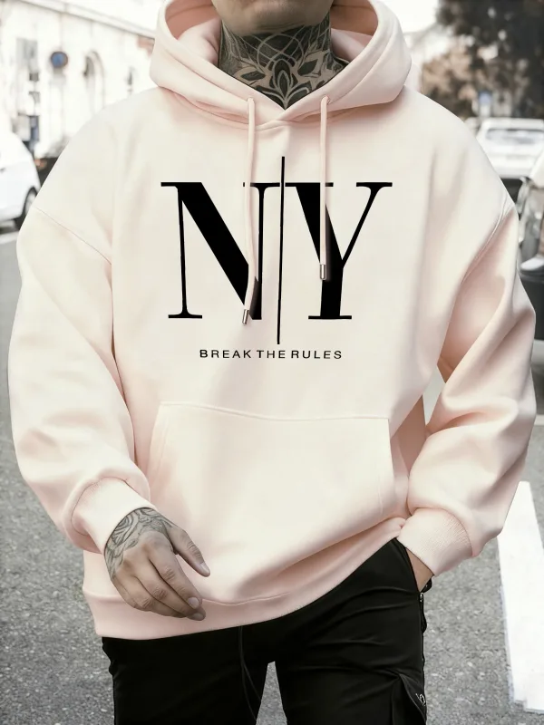 Break The Rules Yes No Prints Autumn Fleece Sweatshirts Men'S Soft Jogging Hoodie Street Comfy Pullovers Sport Loose Sportswears