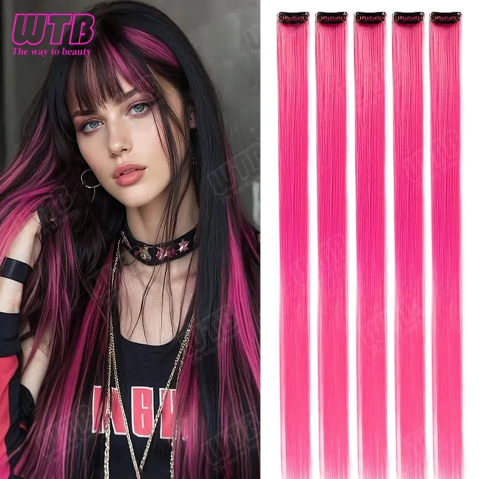 10 PCS Colored Synthetic Hair Extension Wigs for Women BB Clip Style Straight Hair Extension Wigs Suitable for Holiday Events