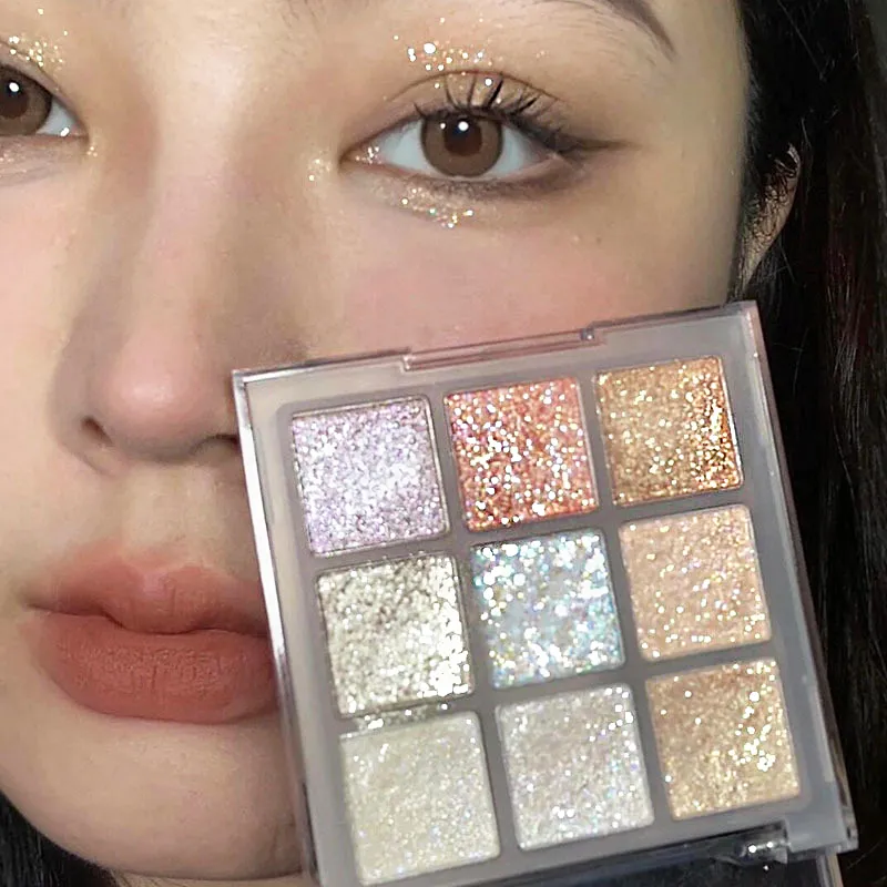 9Colors Glitter Eyeshadow Palette Pearlescent Earth Color Eye Shadow Shimmer Highlight Sparkling Sequin Gold Silvery Eyes Makeup — image 3